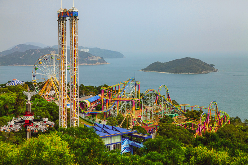 he beach side roller coaster in Ocean Park Hong Kong.