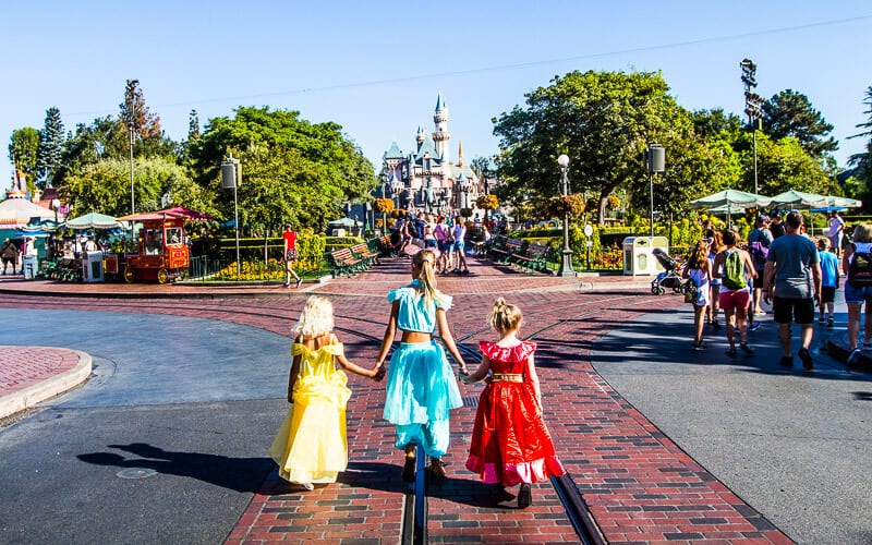Walking along Main Street U.S.A. in Disneyland